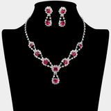 Round Crystal Vine Rhinestone Bib Drop Necklace