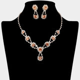 Round Crystal Vine Rhinestone Bib Drop Necklace