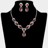 Round Crystal Vine Rhinestone Bib Drop Necklace