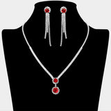 Round CZ Stone Cluster Pointed Rhinestone Paved Necklace