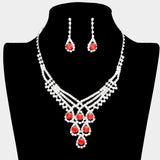 Crystal Rhinestone Teardrop Glass Necklace