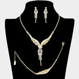 Dropped Rhinestone Necklace Jewelry Set