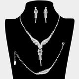 Dropped Rhinestone Necklace Jewelry Set