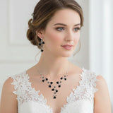 Rhinestone Embellished Rose Flower Cluster Vine Necklace