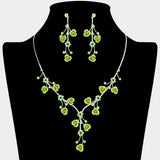 Rhinestone Embellished Rose Flower Cluster Vine Necklace