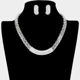 Crystal Rhinestone Metal Mesh Necklace