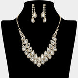 Crystal Rhinestone Teardrop Cluster Necklace