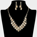 Crystal Rhinestone Teardrop Cluster Necklace