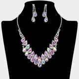 Crystal Rhinestone Teardrop Cluster Necklace