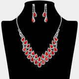 Crystal Rhinestone Teardrop Cluster Necklace