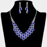 Crystal Rhinestone Teardrop Cluster Necklace