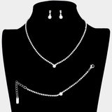 3PCS - Pearl Accented Rhinestone Necklace Jewelry Set