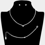 3PCS - Pave Crystal Rhinestone Marquise Necklace Set