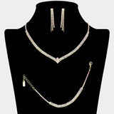3PCS Rhinestone Necklace Jewelry Set