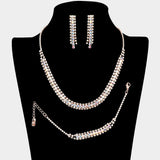 3PCS Rhinestone Necklace Jewelry Set
