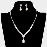 Teardrop Stone Accented Rhinestone Necklace