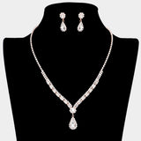 Teardrop Stone Accented Rhinestone Necklace