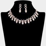 Marquise Stone Cluster Rhinestone Evening Necklace
