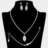 Marquise Stone Pendant Accented Rhinestone Paved Jewelry Set