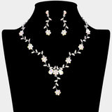 Flower Leaf Cluster Vine Rhinestone Necklace