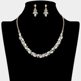 Round Marquise Stone Cluster Rhinestone Necklace
