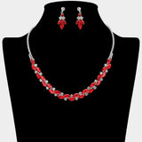 Round Marquise Stone Cluster Rhinestone Necklace