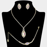 Marquise Stone Accented Rhinestone Paved Jewelry Set