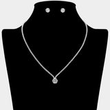 CZ Round Stone Cluster Point Rhinestone Paved Necklace