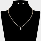 Teardrop CZ Stone Cluster Pendant Necklace