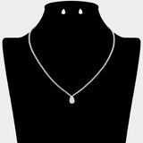 Teardrop CZ Stone Cluster Pendant Necklace