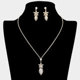 Floral Marquise CZ Stone Cluster Pendant Rhinestone Paved Necklace