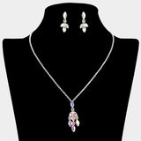 Marquise Stone Cluster Pendant Rhinestone Paved Necklace