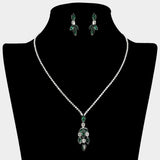 Marquise Stone Cluster Pendant Rhinestone Paved Necklace