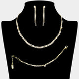 Pearl Cluster Pointed Rhinestone Paved Necklace Jewelry Set
