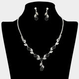 Colored Rose Flower Marquise Stone Cluster Link Rhinestone Paved Necklace