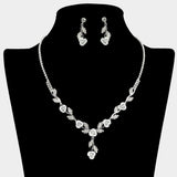 Colored Rose Flower Marquise Stone Cluster Link Rhinestone Paved Necklace