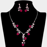 Colored Rose Vine Butterfly Stone Cluster Rhinestone Paved Necklace