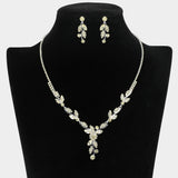 Rhinestone Paved Marquise Stone Stem Necklace