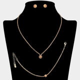 Round CZ Stone Accent Rhinestone Paved Jewelry Set