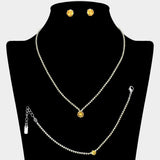 Round CZ Stone Accent Rhinestone Paved Jewelry Set