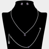 Round CZ Stone Accent Rhinestone Paved Jewelry Set