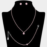 Round CZ Stone Accent Rhinestone Paved Jewelry Set