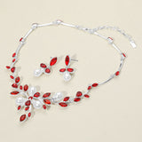 Marquise Stone Cluster Pearl Embellished Leaf Branch Necklace