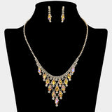 Teardrop Cluster Embellished Chandelier Accent Rhinestone Paved Necklace
