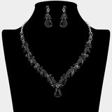 Teardrop Stone Cluster Accent Rhinestone Necklace