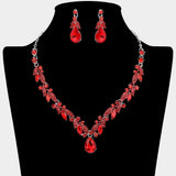 Teardrop Stone Cluster Accent Rhinestone Necklace