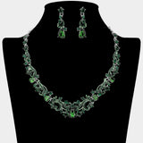 Elegant Teardrop Stone Cluster Accent Rhinestone Embellished Necklace