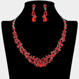 Elegant Teardrop Stone Cluster Accent Rhinestone Embellished Necklace
