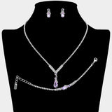 Teardrop Pendant Accent Rhinestone Paved Jewelry Set