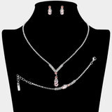 Teardrop Pendant Accent Rhinestone Paved Jewelry Set